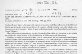 El fin del imperio austro-húngaro, fin de una época en la historia mundial  [artículo] Cristián Guerrero Lira.