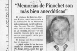 "Memorias de Pinochet son más bien anecdóticas"  [artículo].