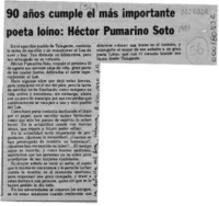 90 años cumple el más importante poeta loíno, Héctor Pumarino Soto  [artículo].
