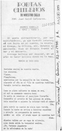 Poetas chilenos de nuestro siglo  [artículo] Juan Guixé Cañizares.