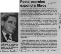 Poeta osornino expondrá libros  [artículo].
