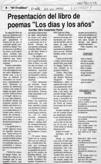 Presentación del libro de poemas "Los días y los años"  [artículo] Aliro Caupolicán Flores.