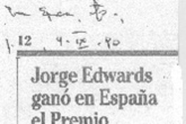 Jorge Edwards ganó en España el Premio Comillas