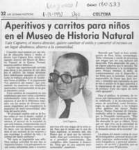 Aperitivos y carritos para niños en el Museo de Historia Natural  [artículo].