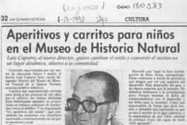 Aperitivos y carritos para niños en el Museo de Historia Natural  [artículo].