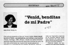 "Venid, benditas de mi padre"  [artículo] Beatriz Tohá G.