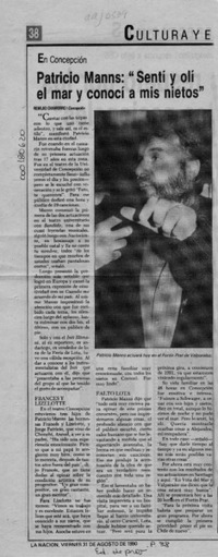 Patricio Manns, "Sentí y olí el mar y conocí a mis nietos"  [artículo] Remijio Chamorro.