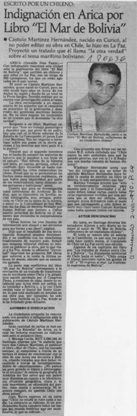 Indignación en Arica por libro "El mar de Bolivia"  [artículo] Osvaldo Díaz Tapia.