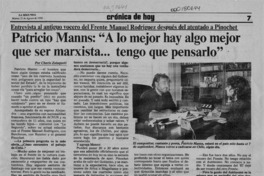 Patricio Manns, "A lo mejor hay algo mejor que ser marxista -- tengo que pensarlo"  [artículo] Cherie Zalaquett.