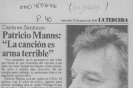 Patricio Manns, "La canción es arma terrible"  [artículo].