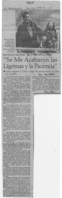 "Se me acabaron las lágrimas y la paciencia"  [artículo].