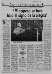 "Mi regreso se hará bajo el signo de la alegría"  [artículo].