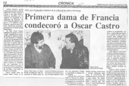 Primera dama de Francia condecoró a Oscar Castro