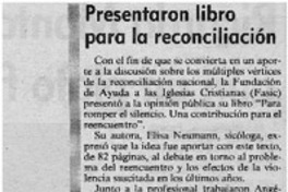 Presentaron libro para la reconciliación