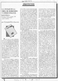 La ciudad en la obra de Borromini y otros ensayos  [artículo] Fernando Pérez Oyarzún.