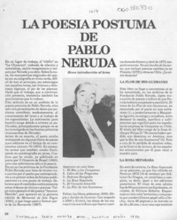 La poesía póstuma de Pablo Neruda  [artículo] Tamara Waldspurger B.