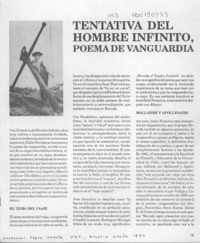 Tentativa del hombre infinito, poema de vanguardia  [artículo] Selenia Millares.