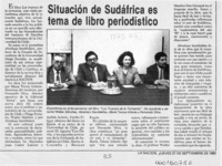 Situación de Sudáfrica es tema de libro periodístico  [artículo].