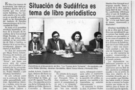 Situación de Sudáfrica es tema de libro periodístico  [artículo].