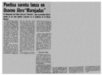 Poetisa sureña lanza en Osorno libro "Marejadas"