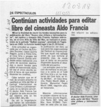 Continúan actividades para editar libro del cineasta Aldo Francia  [artículo].