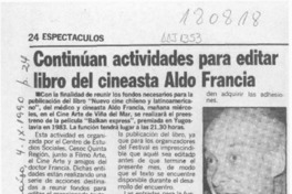 Continúan actividades para editar libro del cineasta Aldo Francia  [artículo].