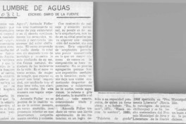 "Lumbre de aguas" de Amanda Fuller  [artículo] Darío de la Fuente D.