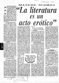 Manuel Scorza, "La literatura es un acto erótico"  [artículo] Armando Almada Roche.