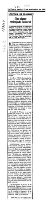 Una digna embajada cultural  [artículo] Eduardo Guerrero.