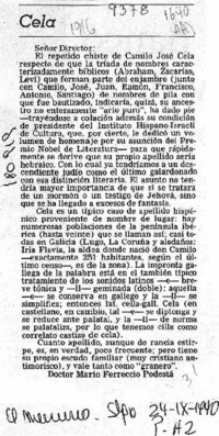 Cela  [artículo] Mario Ferreccio Podestá.