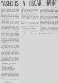 "Asedios a Oscar Hahn"