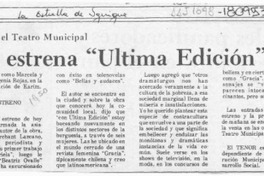 TENOR estrena "Ultima edición"  [artículo].