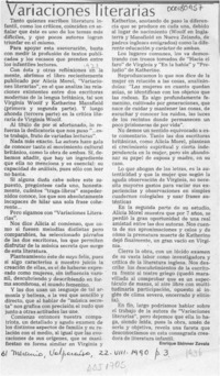 Variaciones literarias  [artículo] Enrique Skinner Zavala.