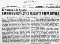 Escritor Mihovilovic presenta nueva novela  [artículo].
