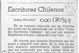 Escritores chilenos  [artículo] Alberto Jerez Horta.