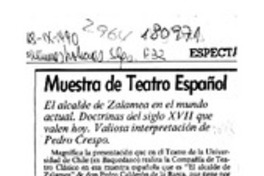 Muestra de teatro español  [artículo] Wilfredo Mayorga.