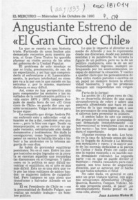 Angustiante estreno de "El gran circo de Chile"  [artículo] Juan Antonio Muñoz H.