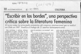 "Escribir en los bordes", una perspectiva crítica sobre la literatura femenina  [artículo] Angélica Rivera.