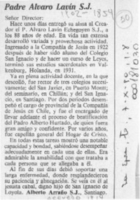 Padre Alvaro Lavín S. J.  [artículo] Alberto Arraño.