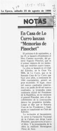 En casa de Lo Curro lanzan "Memorias de Pinochet"  [artículo].