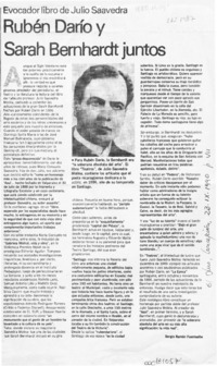 Rubén Darío y Sara Bernhart juntos  [artículo] Sergio Ramón Fuentealba.