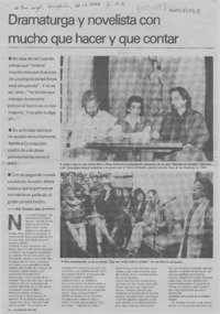 Dramaturga y novelista con mucho que hacer y que contar  [artículo] Gustavo Sáez S.