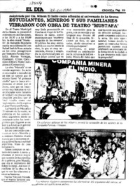 Estudiantes, mineros y sus familiares vibraron con obra de teatro "Mustafá"  [artículo].