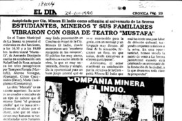 Estudiantes, mineros y sus familiares vibraron con obra de teatro "Mustafá"  [artículo].