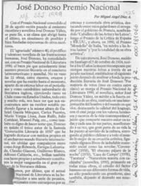 José Donoso, Premio Nacional de Literatura 1990  [artículo] Miguel Angel Díaz.