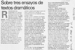 Sobre tres ensayos de textos dramáticos  [artículo].
