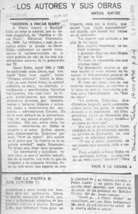 Los autores y sus obras  [artículo] Matías Rafide.