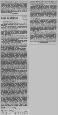 Mar de Bolivia  [artículo] F. Hormazábal D.