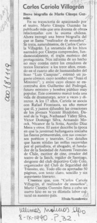 Carlos Cariola Villagrán  [artículo] Efraín Szmulewicz.