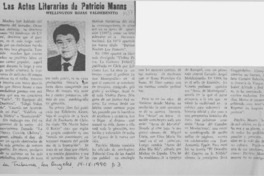 Las actas literarias de Patricio Manns